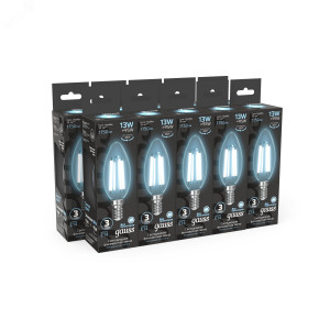 Лампа светодиодная филаментная Black Filament 13Вт свеча 4100К нейтр. бел. E14 1150лм 103801213