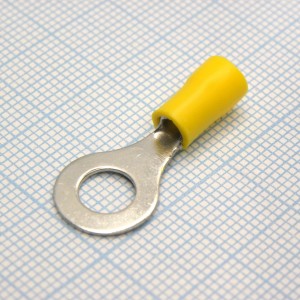 RV2-6 Yellow, наконечник кабельный кольцевой с изоляцией d=6.4мм, сеч. пров.1.5-2.5мм2