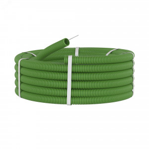 Труба ПВХ гибкая гофр. д.20мм, лёгкая с протяжкой, 100м, цвет зеленый 91920G