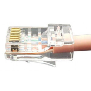 Разъем легкой оконцовки PLEZ-8P8C-U-C6-100 RJ-45 (8P8C) под витую пару кат.6 (50 µ&amp;quot;quot;/ 50 микродюймов) универс. (для ож и мж кабеля) (уп.100шт) 403343