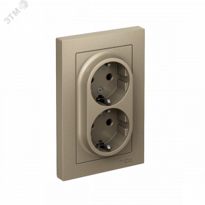 Розетка 2-м СП AtlasDesign 16А IP20 с заземл. защ. шторки в сборе шампань SE ATN000526