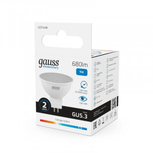 Лампа светодиодная Elementary 9Вт MR16 софит 6500К холод. бел. GU5.3 680лм 13539