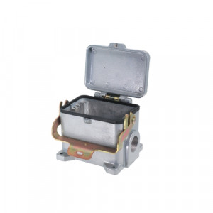 Закрытое основание разъема BAS GUT GS 48 M32 A1, Основание разъема на панель, закрытое, типоразмер 48B, с уплотнителем, 1 отверстие с резьбой для кабельных вводов M32x1,5, с левым расположением, с одной защелкой, с защитной крышкой, материал корпуса: алюминиевый сплав