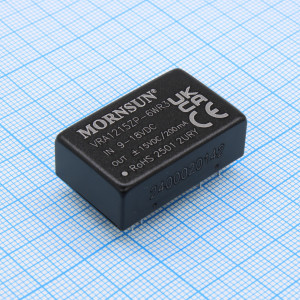 VRA1215ZP-6WR3, Преобразователь DC/DC мощность 6 Вт, вход 9...18 В, выход =±15 В/±0.2 А (THT)