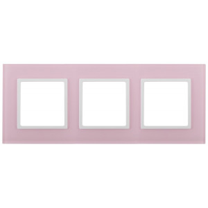 14-5103-30 Рамка на 3 поста, стекло, Elegance, розовый+бел (5/25/900) Б0034520