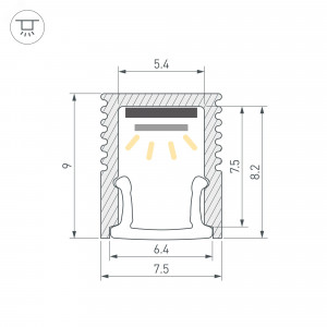 Профиль SL-MINI-8-2000 ANOD 019322, Алюминиевый анодированный микропрофиль для светодиодных лент и линеек. Габаритные размеры (LхWхH): 2000x8x9 мм. Ширина площадки для ленты 5 мм. Экраны, заглушки и другие аксессуары приобретаются отдельно. Цена за 1 метр.