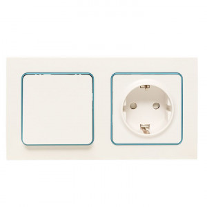 Стокгольм Рамка 2-местная белая с линией цвета синий PROxima EXM-G-305-30