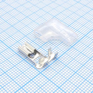 Контакт гнездовой D4.8L, Контакт гнездовой 4.8 мм угловой, под обжим, сечение провода 1.5мм2 с силиконовым изолятором