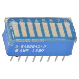 3-5435640-9, Переключатель DIP Switches; Конфигурация: SPST; Контакты: 8; Шаг: 2.54