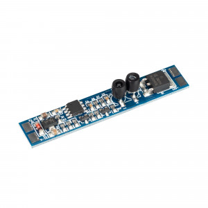 ИК-выключатель SR-RULE-DOOR (12-24V, 1x8A, 55x10mm) 036182, ИК-выключатель, встраиваемый в профиль, реагирует на открытие дверцы. При открытии дверцы - плавное включение света, при закрытии - выключение. Зона срабатывания до 10 см. Требуется вырез в экране профиля для работы датчика O5 мм (2 отверстия).