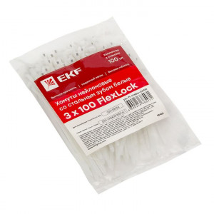 Хомут нейлоновый со стальным зубом (б), 3x100 (100шт) PROxima plc-fl-ctsbw-3x100