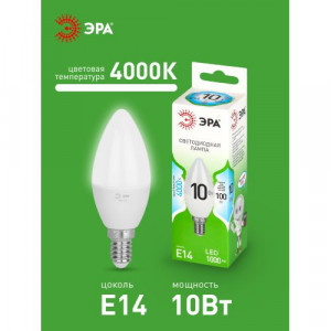 Лампа светодиодная LED 10 Вт 1000Лм 4000К свеча нейтральный E14 220-240В LED B35-10W-840-E14 Green Line Б0067093