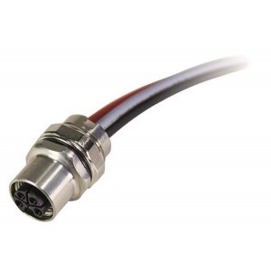 21035992516, Кабели для датчиков / Кабели для приводов M12 L-code 4pin (no FE) female panel feed through to 0.3m 2.5mm2 (AWG14) flying leads, rear mount