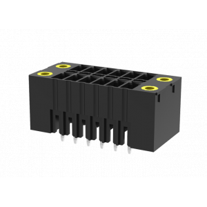 Вилочный разъем на плату MC-DPAN3.81V21-F-BK-2600, Вилочный разъем, 2 этажа, вертикальный, на плату, шаг: 3.81 мм, 21х2 полюс, фиксация на плате пайкой, исполнение: с монтажными фланцами, 160V, 8A, цвет: черный