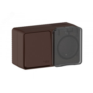 AtlasDesign PROFI IP54 О/У БЛОК: РОЗ. з/к со шт. 16А, ВЫКЛ.1-клав.10А, КОРИЧНЕВЫЙ ATN546070