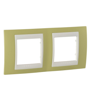 UNICA ХАМЕЛЕОН РАМКА 2-постовая, горизонтальная, БЕЖЕВЫЙ/ ЗЕЛЕНОЕ ЯБЛОКО C3(+) MGU6.004.563