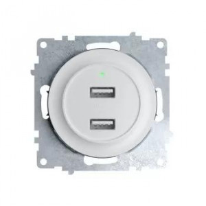 Розетка USB 2-м СП Florence 16А IP20 с подсветкой механизм бел. (1E10351300) 2260089