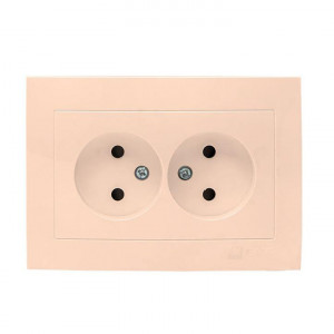 Валенсия розетка 2-местная б/з 10А кремовая с защ. штор. PROxima EWR10-102-20