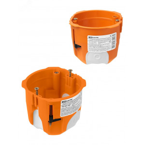 Установочная коробка СП D73х65 мм, 2-х компон., саморезы, пл. лапки, IP30, оранж., инд. штрихкод SQ1403-2001