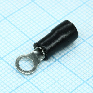 RV1.25-3.7S  Black, наконечник кабельный кольцевой с изоляцией d=3.7мм, сеч. пров.0.5-1.5мм2