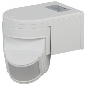 MD 012 Датчик движения белый, макс. нагрузка 1100Вт, угол обзора 180град., дальность 12м, IP44 Б0043789