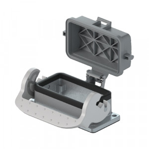 Открытое основание разъема BAS GUT GP 10 A, Основание разъема на панель, открытое, типоразмер 10B, с уплотнителем, с одной защелкой, с защитной крышкой, материал корпуса: алюминиевый сплав