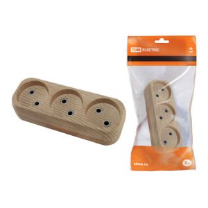 Колодка розеточная 3 гнезда 2П б/з 10А 250В "Эко" (сосна) SQ1806-0047