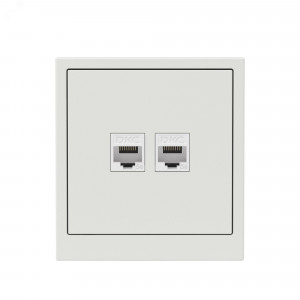 Компьютерная розетка RJ-45 без шторки, кат.5е двойная, KANT, белый песок 7010664