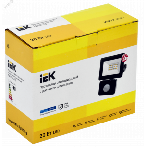 Прожектор светодиодный СДО 06-20Д 6500К IP54 с ДД черн. LPDO602-20-65-K02