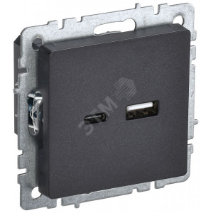 Розетка BRITE USB A+C 18Вт РЮ11-1-БрЧ черн. BR-U22-018-K02