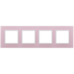 14-5104-30 Рамка на 4 поста, стекло, Elegance, розовый+бел (5/25/900) Б0034538
