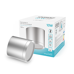 LED светильник накладной с рассеивателем 10W (хром сатин) 4100K 88х75мм 1/30 HD020