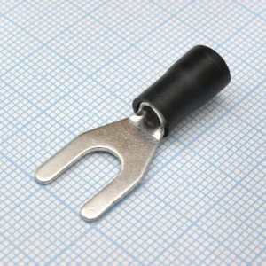 SV5.5-6L Black, наконечник кабельный вилочный с изоляцией d=6.4мм, сеч. пров.4.0-6.0мм2