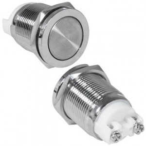 GQ19SPF-10Z/N OFF-ON, Антивандальная кнопка металлическая с фиксацией, посадочная резьба М19, контакты под винт