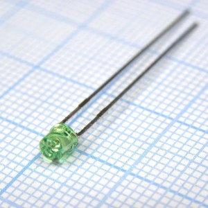 L-1334GT, Светодиод 3мм/зеленый/568нм/2-6мкд/прозрачный зеленый цилиндр/130°