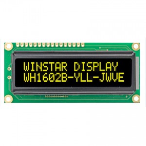 WH1602B-YYH-CTK, ЖКИ графический 16х2 символы позитивные полупрозрачные английские и кириллица подсветка светодиодная желто-зеленая