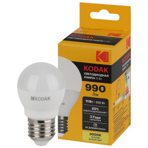Лампочка светодиодная Kodak LED KODAK P45-11W-830-E27 E27 / Е27 11Вт шар теплый белый свет(кр.1шт) [Б0057620]