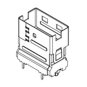 U10DH3826002T, Соединители для ввода/вывода SlimSAS V/T X4 30U" Gold plating, Latch pin outside, Latch pin length=4.2mm, 24G, T&R packing