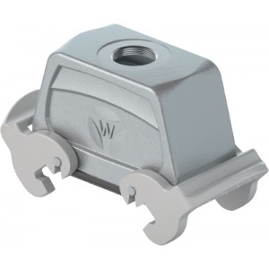 Крышка разъема 70.374.1635.1, Крышка разъема на кабель, типоразмер 16B, с уплотнителем, 1 отверстие с резьбой для кабельных вводов M32x1,5, с верхним расположением, с двумя защелками, материал корпуса: алюминиевый сплав