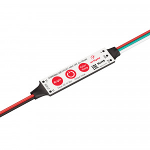 Контроллер SMART-MINI-MIX (12-24V, 2x2A) 031605, Миниатюрный контроллер для мультибелой (MIX) светодиодной ленты (ШИМ). Питание/рабочее напряжение 12-24VDC, максимальный ток 2A на канал, 2 канала, максимальная мощность 48-96W. Габариты 60x12.5x5 мм. Управление кнопками на корпусе диммера.