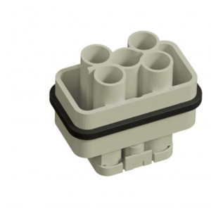 Розеточная контактная вставка HQ-004/2-FC, Розеточная контактная вставка, обжимная фиксация, 4/2 полюса + PE, типоразмер HC, 400/690V, 40/10A, (обжимные контакты поставляются отдельно)