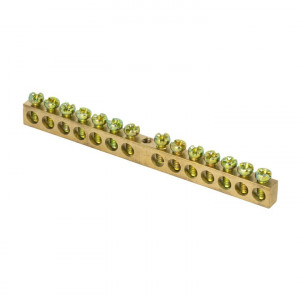 Шина PEN "ноль-земля" (6х9мм) 14 отверстий латунь крепеж по центру розничный стикер PROxima sn0-63-14-r