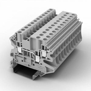 Проходная клемма UUK-4/1-2-GY, Проходная клемма, 3 точки подключения, тип фиксации провода: винтовой, номинальное сечение: 4 мм кв., 32A, 500V, ширина: 6,2 мм, цвет: серый, тип монтажа: DIN35