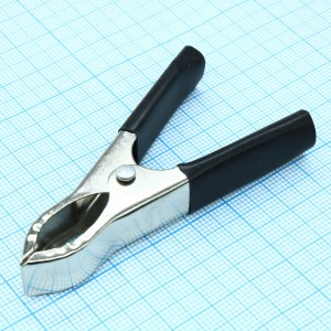 8-0039 BLACK, Зажим "Крокодил" с изолятором (черный), 35А, 75мм