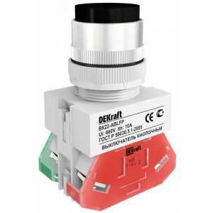 Кнопка ABLFP 22мм черная 220В ВK-22 25018DEK