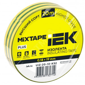 Изолента ПВХ 0.18х19мм желт./зел. (рул.20м) UIZ-20-10-K52