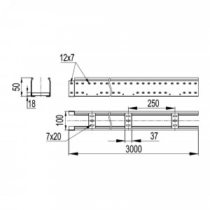 Лоток лестничный 50х100 L3000 сталь оцинк. LL5010
