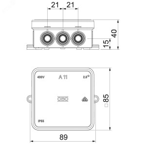 Коробка распределительная 85х85х40мм IP55 A11 12 кабельн. вводов свет. сер. OBO 2000342
