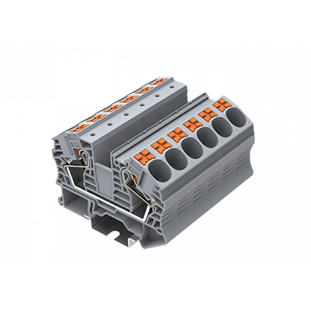 Изображение товара Проходная клемма TP16-2-GY с push-in для проводов 16 мм кв., 76A, 1000V