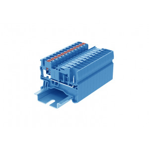 Клемма для разъема TP2.5-2-1-BU, Клемма для подключения внешнего разъема, тип фиксации провода: Push-in, номинальное сечение: 2,5 мм кв., 24A, 500V, ширина: 5,2 мм, цвет: синий, тип монтажа: DIN35